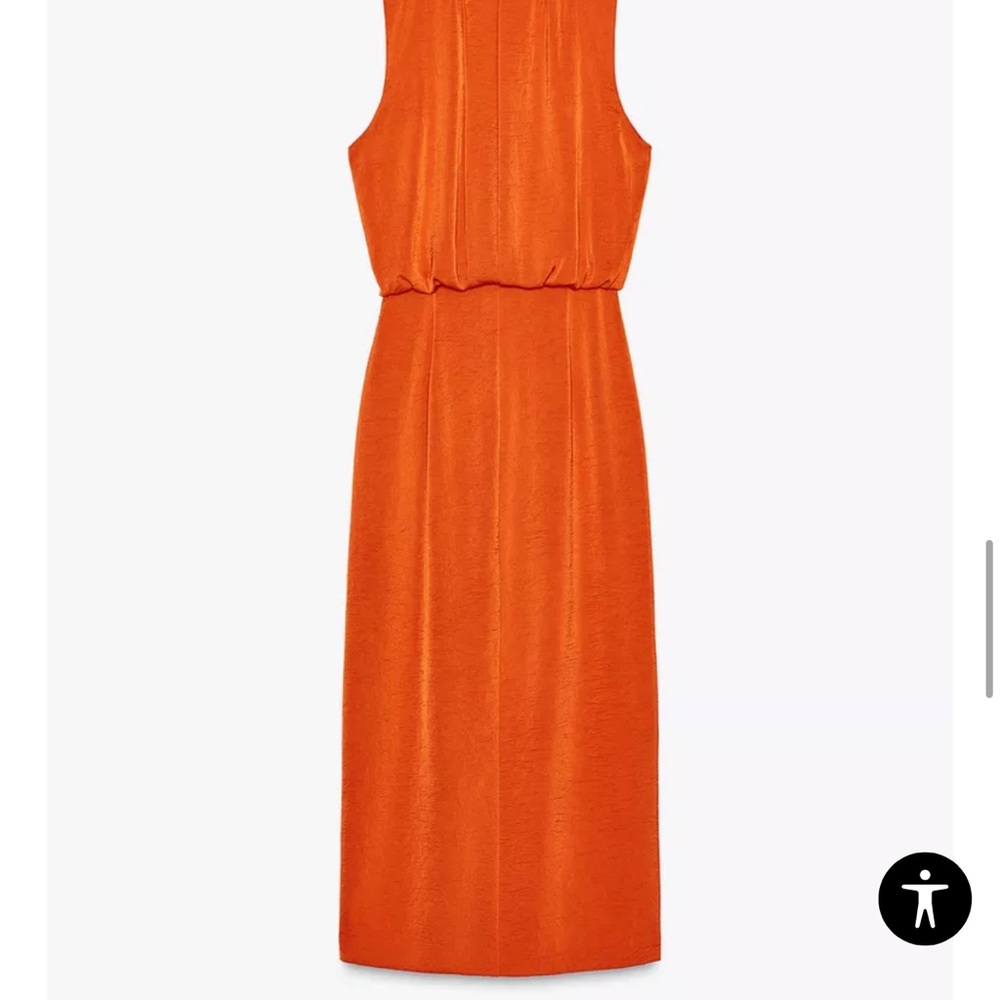 Zara Orange Halter Sheath Midi Dress